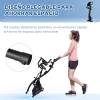 HOMCOM Bicicleta Estática Plegable 3 en 1 con Respaldo y 8 Niveles Resistencia Magnética, Bicicleta Estática en Casa Ajustable con Monitor LCD Volante Bandas Sensor de Pulso Soporte de Teléfono Negro(m-7)
