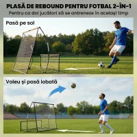 SPORTNOW Plasă de Ricochet Portabilă 2-în-1, Dublă Față și Pliabilă, Negru(m-4)