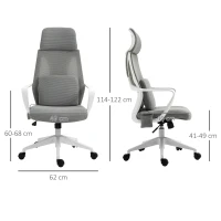 Vinsetto bureaustoel, in hoogte verstelbare draaistoel, massagestoel, ergonomische directiestoel met massagefunctie, gamingstoel, nylon, grijs, 62 x 60 x 114-122 cm(m-3)
