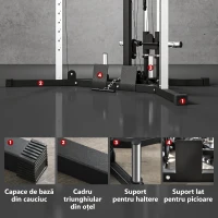 SPORTNOW Stație de Fitness pentru Antrenament Total cu Bară pentru Trazioni și Bilanciere, din Oțel, 170x139x200 cm, Negru(m-7)