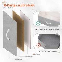 Comò con 3 cassetti, piano in legno inodore, cassetti pieghevoli in tessuto, 39,8x29,8x75,1 cm, Grigio chiaro(m-6)