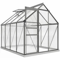 Outsunny 190 x 253 cm Walk-In Polycarbonate Greenhouse - Dark Grey(m-1)