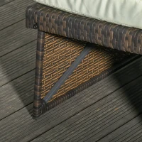 Outsunny Sofá de Vime de 2 Lugares com Mesas Laterais e Apoio para os Pés com Armazenamento Sofá de Jardim com Encosto Inclinável e Almofadas com Capas Removíveis 130x72x96cm Marrom e Bege(m-9)