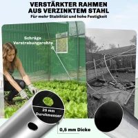 Outsunny Kas 3 x 2 x 2 m folietunnel met vergrendelbare openslaande deur 6 oprolbare gaasramen steunstangen(m-7)