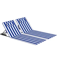 Outsunny Set 2 Materassini Mare con Schienale Regolabile su 4 Livelli, in Acciaio e Poliestere, 154x57x52 cm, Blu Bianco(m-1)