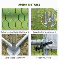 PawHut Kippenren verzinkt staal met weerbestendig UV-dak en afsluitbare deur, 2x2x2 m, zilver(m-6)