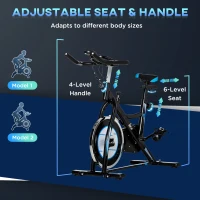 HOMCOM Stationary Exercise Bike, 8kg Flywheel Indoor Cycling Workout Fitness Bike, Adjustable Resistance Cardio Exercise Machine w/ LCD Monitor Pad and Phone Holder for Home, Gym, Office, Black(m-8)