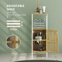 HOMCOM Bamboo-Blend Retro Cut-Out Bathroom Storage Unit, with Cupboard(m-6)