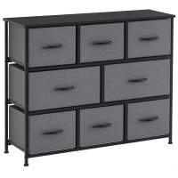HOMCOM Ladekast met 8 Stoffen Lades, 2 Groot, 6 Klein, Metalen Frame, Kantelbeveiliging, Grijs(m-11)