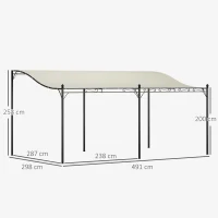 Outsunny 3 x 5 m pergola, flexibel tuindak met waterdichte doek en metalen frame, schaduwgever, Crèmewit(m-3)