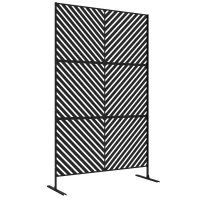 Outsunny Tuinafscheiding met geometrische vormen, metaal, 122 x 45 x 198 cm, zwart(m-11)