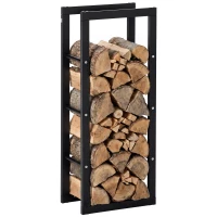 HOMCOM Suporte para Lenha de Metal Porta Lenha Metálico para Interior e Exterior Carga Máxima 100 kg 40x25x100 cm Preto(m-1)