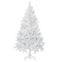 HOMCOM Árbol de Navidad Artificial 150 cm con 358 Ramas Hojas de Plástico Decoración Navideña para Interiores Blanco(m-12)