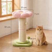 PawHut Cat Tree, Flower Cat Scratching Post with Thick Sisal Post, Dangling & Spring Balls, Bed, Kitty Activity Centre(m-3)