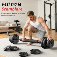 Set di manubri regolabili 5‑in‑1, set da 2, assorbente agli urti, che protegge il pavimento, antiruggine e inodore, 40,5x30,5x16 cm, Nero(m-7)