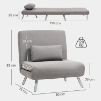 HOMCOM Single Snow Flannel Chair Bed - Grey(m-3)