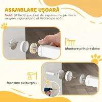 PawHut Poartă de Siguranță pentru Câini din Oțel și ABS, Extensibilă 75-115cm pentru Scări și Uși, Alb(m-6)