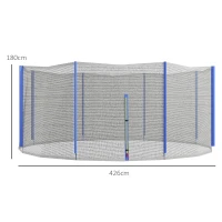 SPORTNOW Filet de remplacement pour trampolines Ø 426 cm  8 poteaux droits filet de sécurité pour trampolines, entrée zippée(m-3)