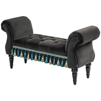 HOMCOM Gestoffeerde bank, zitbank, vintage-design, tot 150 kg, 117x40x58 cm, Donkergrijs(m-10)