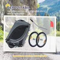 PawHut Remorcă pentru bicicletă pentru câini de talie medie, cu ferestre laterale și steguleț, 130x73x90 cm, gri și negru(m-11)