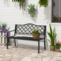 Outsunny tuinbank 2 zits metaal zwart 128 x 58.5 x 89 cm(m-2)