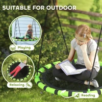 AIYAPLAY 100cm Diameter Kid Nest Swing Seat with Height Adjustable Ropes for Outdoor, Indoor, Black/Green(m-6)