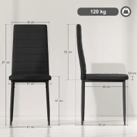 HOMCOM Pack de 6 Sillas de Comedor Modernas Tapizadas en Lino Sintético con Respaldo Alto y Patas de Metal 41x50x97 cm Negro(m-3)