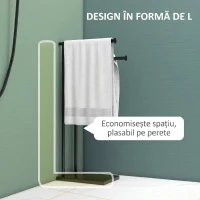 HOMCOM Suport prosoape de baie autoportant cu 2 brațe din metal, 35.5x20x78 cm, negru(m-5)