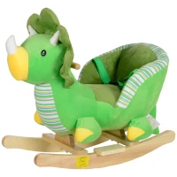 AIYAPLAY Baby Rocking Dinosaur with Animal Sounds, Safety Belt, Wooden Base, for Toddlers 18-36 Months, Green(m-11)