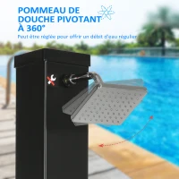 Outsunny Douche Solaire de Jardin  40 litres avev Tête de Douche Rotative à 360° , Eau Chaude/Froide, Jusqu'à 60°C, noir(m-6)