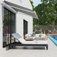 Outsunny Bain de soleil transat 2 places - grand confort - dossier inclinable multi-positions - matelas fournis crème - résine tressée 4 fils noir(m-10)