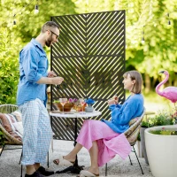 Outsunny Tuinafscheiding met geometrische vormen, metaal, 122 x 45 x 198 cm, zwart(m-2)