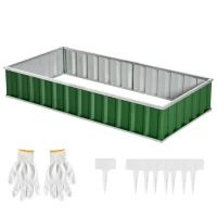 Outsunny Carré potager de jardin modulable, montage sans outils, gants fournis 174 x 90 x 30 cm acier galvanisé vert(m-12)