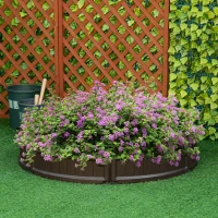 Outsunny Letto per Orto Rialzato in HDPE, Fioriera da Esterno Rotonda, Φ123x21cm, Marrone(m-10)