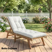 Outsunny Cojín para Banco Exterior con Correas de Sujeción Protección UV50+ Rebote Lento Interior Exterior 198x65x13 cm Crema(m-8)