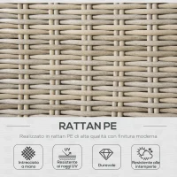 Outsunny Set 4 Pz Salotto da Esterni in Rattan con 1 Divano, 2 Poltrone e 1 Tavolino, Kaki e Beige(m-4)