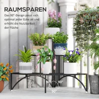 Outsunny Hoekplantenstandaard, 3-laags Bloemenstandaard, Metaal, Voor Binnen en Buiten, Bloempottenstandaard, Zwart(m-4)