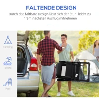 Outsunny Set van 2 Opvouwbare Ligstoelen, Weerbestendig, 5-voudig Verstelbare Rugleuning, Metalen Frame, Zwart(m-4)