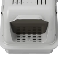 PawHut Kattenbak, kattenbak met deksel, schep, vooringang en bovenuitgang, roestvrijstaal tot 8 kg(m-12)
