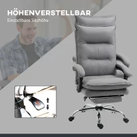 Vinsetto Bureaustoel met massagefunctie, verwarmingsfunctie, afstandsbediening, uitschuifbare voetensteun, kantelbaar, grijs(m-6)