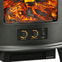HOMCOM Electric Fireplace Stove, Freestanding Electric Fire Heater with Realistic LED Flame, 2000W, Black(m-13)