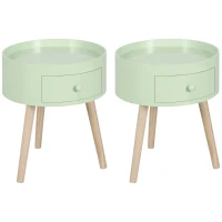 HOMCOM Lot de 2 tables basses - table de chevet - table de nuit ronde - design scandinave table d'appoint bout de canapé(m-1)