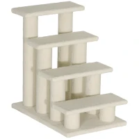 PawHut dierentrap, kattentrap, hondentrap, trap voor katten en honden, 4 treden, beige, 63,5 x 43 x 60 cm(m-10)