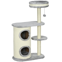 PawHut Krabpaal met Krabton, 1 Kattenbed en Kattenspeelgoed, 59 cm x 35 cm x 100 cm, Grijs