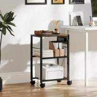 HOMCOM Druckerständer Druckeregal mit Rollen, Steckdosen, USB- und USB-C-Anschlüsse bis 40 kg Rustikalbraun(m-10)