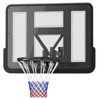 SPORTNOW Panier de basket mural panier basket avec panneau incassable cerceau en acier et filet indéchirable 110L x 75H cm noir(m-13)