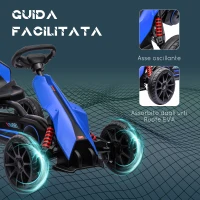 HOMCOM Go Kart a Pedali per Bambini 3-8 Anni con Sedile Regolabile e Ruote in EVA, 100x58x58.5 cm, Blu(m-6)