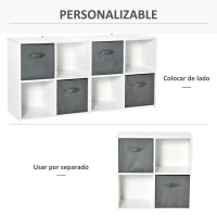 HOMCOM Estantería para Libros de 4 Cubos Librería Modular con 2 Cajones Extraíbles de Tela no Tejida para Oficina Estudio Dormitorio 61,5x30x61,5 cm Blanco y Gris(m-7)