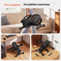 Pédalier d'entraînement, affichage LCD, gain de place, châssis métallique, 50x45x33 cm, noir(m-3)