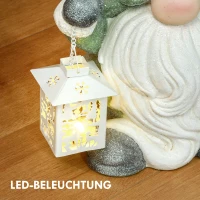 HOMCOM Kerstkabouter met Lantaarn, LED, op Batterijen, Weerbestendig, 28x21x42 cm(m-4)